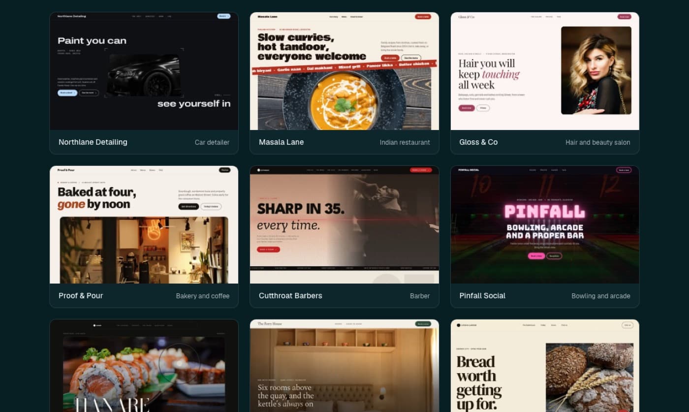 Websites generated by SitesGen